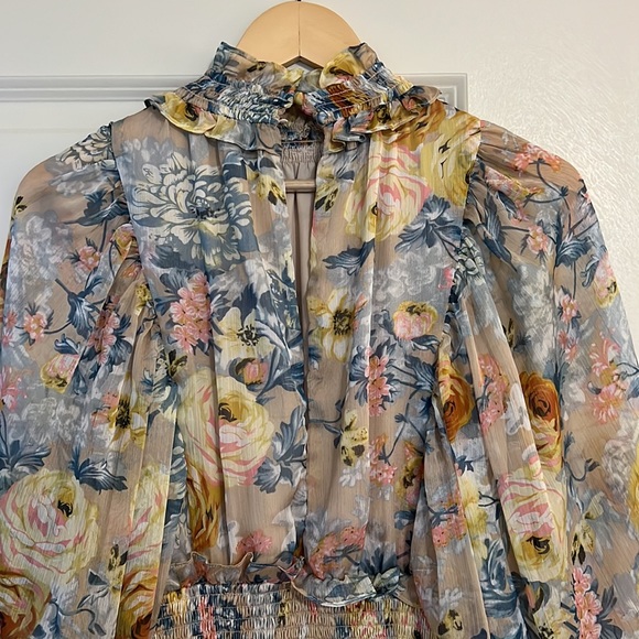 Elliatt Floral High-Low Dress - Yellow and Blue - Picture 9 of 10